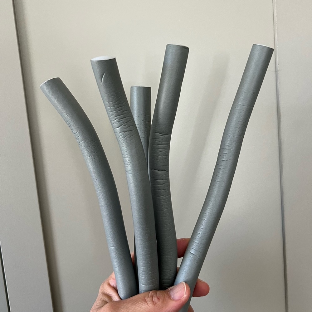Gray Foam Hair Curlers - Set of Flexible Heatless Styling Rods